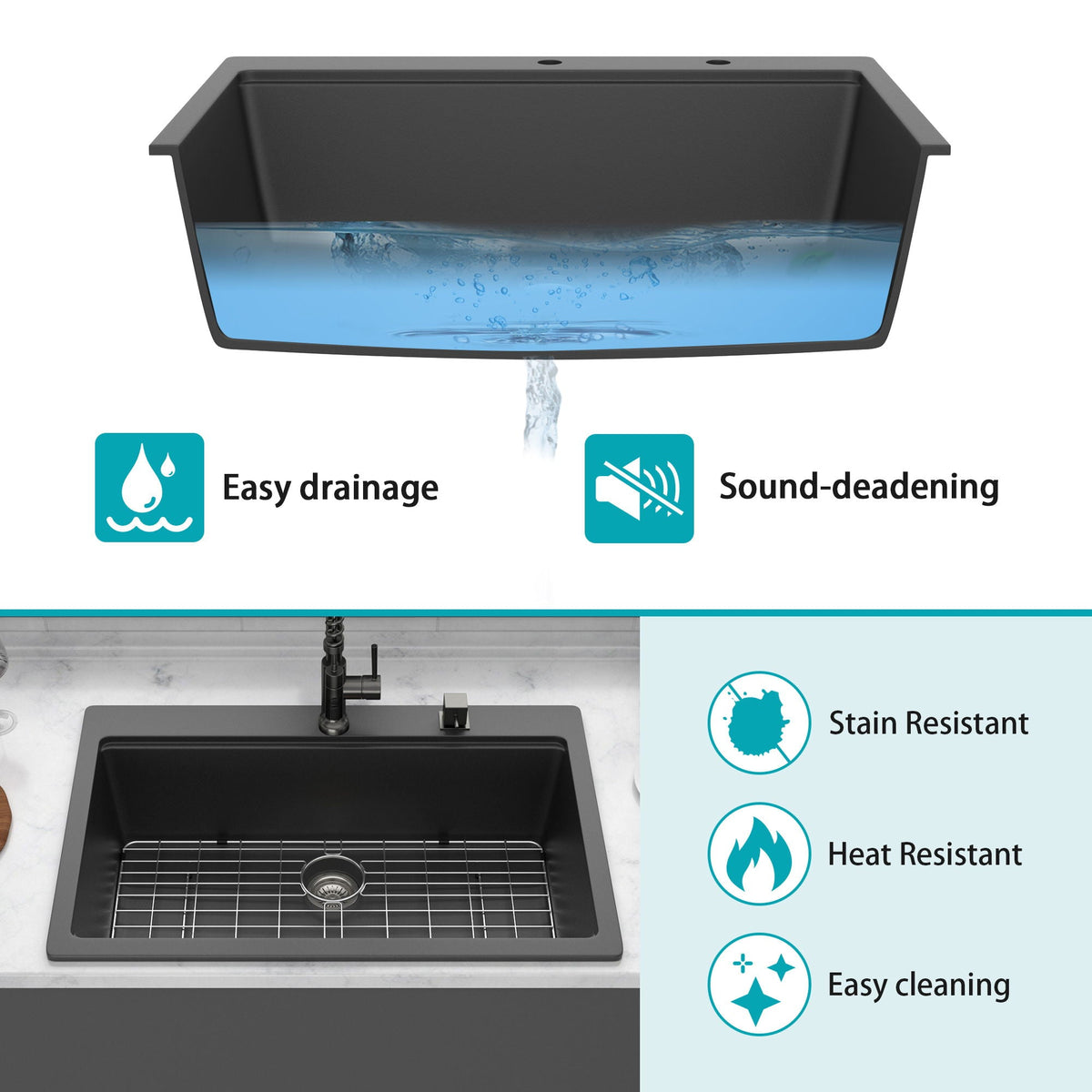 Granite Composite Quartz Kitchen Sink With Workstation Features And Drop In Design, photo 5 of 16