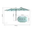 14.8 Ft Double Sided Outdoor Umbrella Rectangular Large with Crank (Navy Blue)