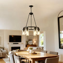 6-Light Black Wagon Wheel Chandelier