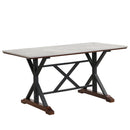 7-piece Modern Dining Table Set, Gray Sintered Stone Dining Table with 6 Tufted Upholstered Chairs, 63-inch Rectangle Dining Table for Dining Room