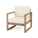 Set of 2 Outdoor Acacia Wood Patio Club Chairs with Beige Cushions by HouseOfZazla