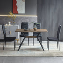 Modern Minimalist Style Dining Table MDF Wooden Top Metal Shelf Metal Heat Transfer Legs Leveling Feet For Dining Room Kitchen Office Table - Walnut / Black by HouseOfZazla