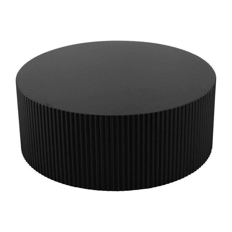 Sleek and Modern Round Coffee Table with Eye-Catching Relief Design, Black