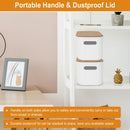 2Pcs Storage Bins with Bamboo Lids Stackable Plastic Storage Container with Handle Storage Box Accessories Holder for Bedroom Kitchen Shelf Closet