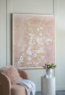 59.1x47.2 Hand-Painted Cherry Blossom Canvas Art with Blush Pink and White Finish by HouseOfZazla