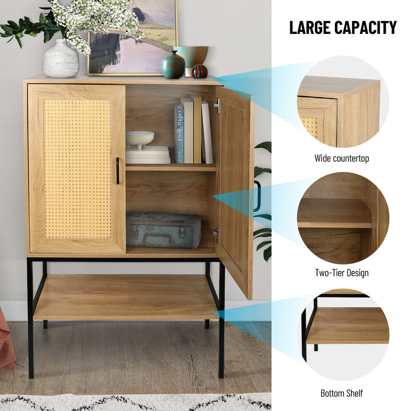 Walker Edison | Rattan Doors Storage Cabinet