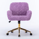 Office Chair, Artificial Rabbit Hair Home Office Chair With Metal Base, Adjustable Desk Chair Swivel Office Chair, Vanity Chair by Unique Piece Furniture