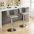 Swivel Barstools Adjusatble Seat Height With Chrome Base, Modern PU Upholstered Bar Stools with the whole Back Tufted, for Home Pub and Kitchen Island,Gray, Set of 2