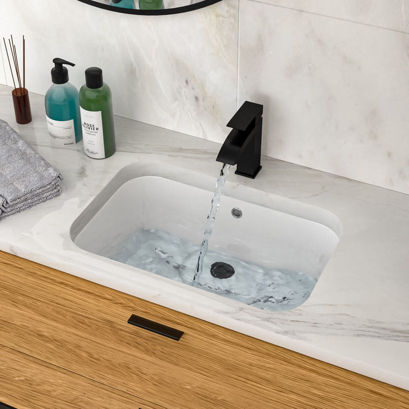 Undermount Bathroom Sink 22" X 15.25" With Overflow Sleek, High Temperature Fired, Stain Resistant, Smooth Polished Surface - White, photo 7 of 11