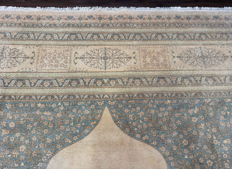 Palace Size Pak Persian Rug 12x18, Haji Jalili Design, Pakistani Carpet, Oat and Light Blue, Fine 260 KPSI