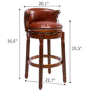 29.5'' Cow Top Wooden Bar Stool, 360 Degree Swivel Bar Height Chair With Backs For Home Kitchen Counter by HouseOfZazla