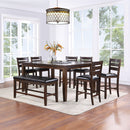 Urbana - Counter Height Bench - Black Synthetic Leather & Espresso