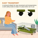 35"L Small Animal Cage, Rolling Bunny Cage, Guinea Pig Cage with Food Dish, Water Bottle, Hay Feeder, Platform, Ramp for Ferret Chinchilla, Green