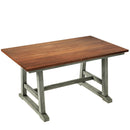 6-Piece Wood Dining Table Set Kitchen Table Set with Long Bench and 4 Dining Chairs, Farmhouse Style, Walnut+Gray