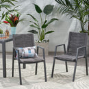 Outdoor Modern Aluminum Dining Chair Set With Rope Sea (Set of 2) by HouseOfZazla