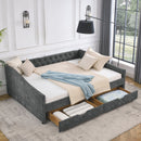 Upholstered Tufted Daybed With Drawers, Waved Arms by Unique Piece Furniture