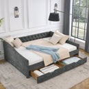 Upholstered Tufted Daybed With 2 Drawers, Waved Arms by Unique Piece Furniture