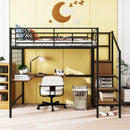 Loft Bed With Desk And Grid, Stylish Frame With Lateral Storage Ladder And Wardrobe by HouseOfZazla