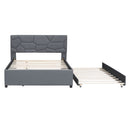 Upholstered Platform Bed With Brick Pattern Headboard And Twin Long Size Trundle by Unique Piece Furniture