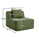 Armless Sofa with Pillow - Green Corduroy