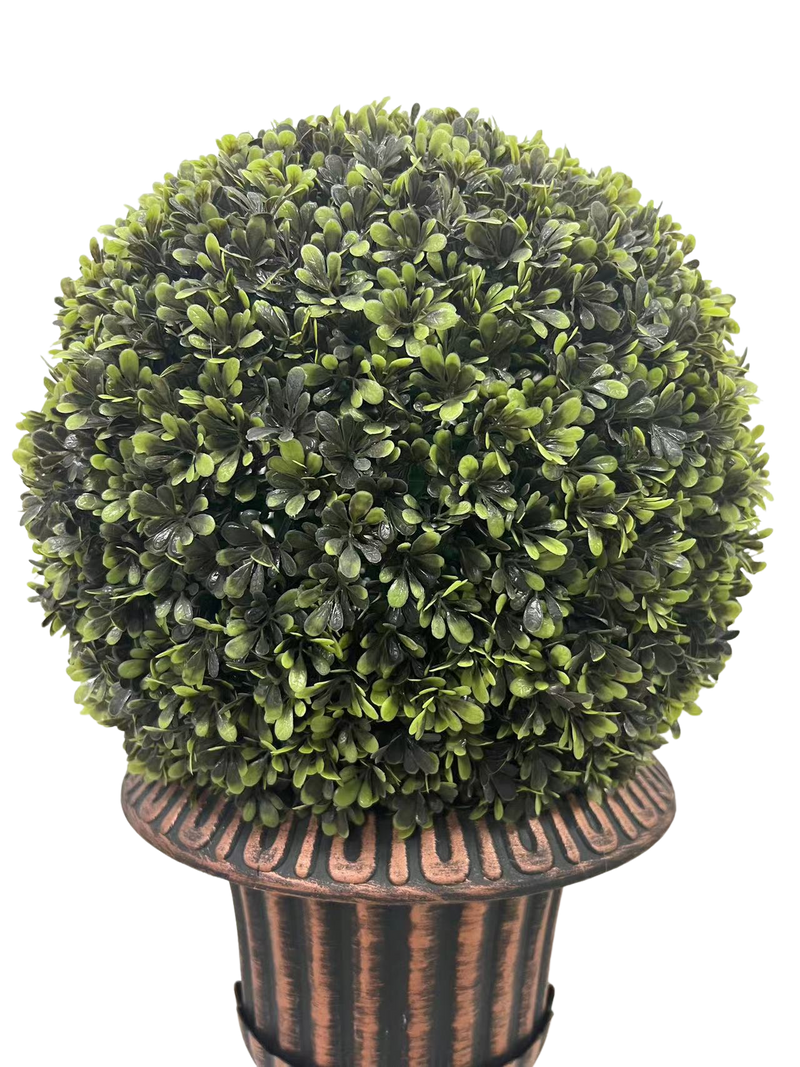 24" Ball Topiary in Bronze Pedestal Pot, Artificial Faux Plant for indoor and outdoor
