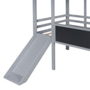 Loft House Bed With Ladder And Slide, With board And Light Strip On The Roof by HouseOfZazla