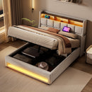 Upholstered Platform Bed With A Hydraulic Storage System, LED And USB Charging (Without Mattress) by HouseOfZazla
