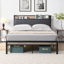 Modern Bed Frame With LED Lights, Upholstered Headboard, USB Charging by Unique Piece Furniture