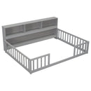 Floor Bed With Side Bookcase, Shelves, Guardrails by HouseOfZazla