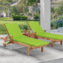 2 Piece Outdoor Chaise Lounge Chair Cushion Set With Pillow, Replacement Patio Seat Cushions - Apple Green by HouseOfZazla