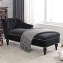 Velvet Chaise Lounge, Button Tufted Right Arm Facing Lounge Chair With Nailhead Trim For Living Room - Black by HouseOfZazla