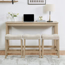 4 Piece Bar Table Set with Power Outlet,Bar Table Set with Chairs,Sofa Bar Table with Stools,Behind Couch Table with 3 Padded Stools for Living Room,Dining room, Light Oak by Montret