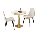 Round Modern Dinning Table 31.5 inches Bistro Table Tulip Table with Faux Marble top,Easy Assemble,Sturdy Metal Frame Diameter