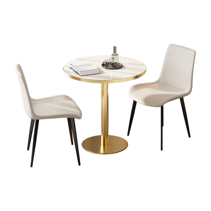 Round Modern Dinning Table 31.5 inches Bistro Table Tulip Table with Faux Marble top,Easy Assemble,Sturdy Metal Frame Diameter