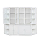 Retro Style Wall Suit With Glass Doors, 75.25" Tall Display Cabinets & Triangle Sided Bookshelves - White by HouseOfZazla