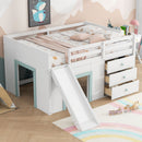 Modern Low Loft Bed With Slide, 3 Storage Drawers, And 2 Doors by Unique Piece Furniture