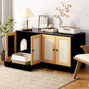Double Litter Box Enclosure, Cat Litter Box Enclosure For 2 Cats, Hidden Litter Box Furniture With Rattan Doors - Black by HouseOfZazla