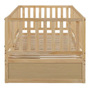 Daybed With Fence Guardrails And 2 Drawers, Split Into Independent Floor Bed & Daybed by HouseOfZazla