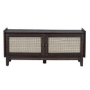 TREXM Boho Rattan Entryway Bench with Storage