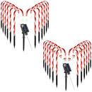 Solar Christmas Candy Cane Lights with 12 Candies 72LEDs Outdoor Christmas Decorations IP44 Waterproof Flickering Pathway Markers String Lights with 8