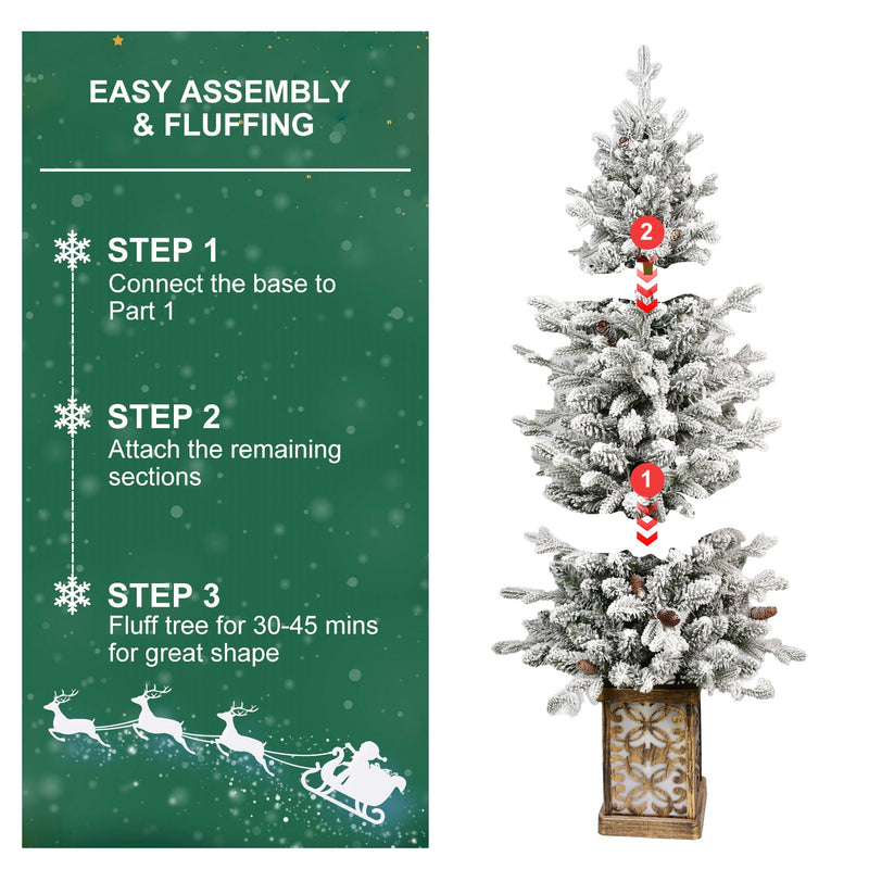 4FT Flocked Christmas Tree with Multicolour LED Lights, photo 2 of 10