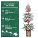 4FT Flocked Christmas Tree with Multicolour LED Lights