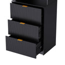 4-Piece Entertainment Wall Unit with 13 shelves,8 Drawers and 2 Cabinets, Multifunctional TV Stand Media Storage Cabinet with Fluted Line Surface for Living Room, for TVs Up to 70"