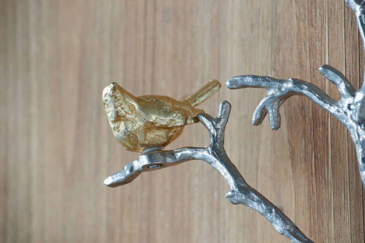 Metal Branch Wall Sculptures With Bird Accents (Set of 2) - Silver Multi, photo 4 of 16