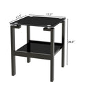 2-Piece Black Side Table, 2-Tier Space End Table, Modern Night Stand, Sofa table, Side Table with Storage Shelve