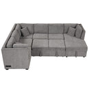 U-Shaped Sectional Sofa Pull Out Sofa Bed With Two USB Ports, Two Power Sockets, Three Back Pillows And A Storage Chaise For Living Room by Unique Piece Furniture