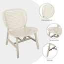 3 Pieces Hollow Design Retro Patio Table Chair Set All Weather Conversation Bistro Set Outdoor Table with Open Shelf and Lounge Chairs with Widened Seat for Balcony Garden Yard White