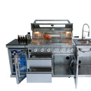6 Burner 85, 000 Btu Deluxe Gas Outdoor Kitchen Island Grill With Wine Cooler Refrigerator, Rotisserie, Storage Cabinets & Drawers - Silver by HouseOfZazla