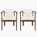 Outdoor Dining Chair Set of 2 with Curved Acacia Wood Arms