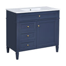 Bathroom Vanity With Top Sink, Modern Bathroom Storage Cabinet, 2 Drawers And A Tip-Out Drawer, Single Sink Bathroom Vanity - Blue by HouseOfZazla